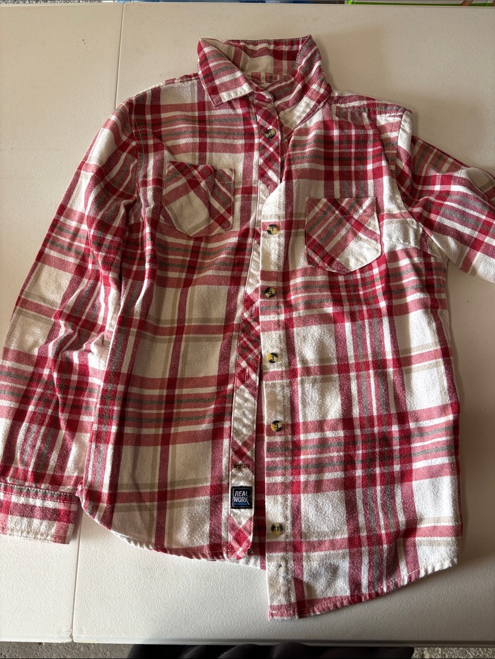 Kids Red & Cream Plaid Button-Down Shirt